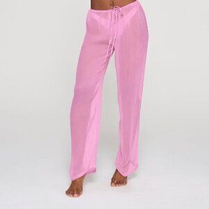 NWT Skims Silk High Rise Wide Leg Sheer Pants in Light Pink Beach Plus Size 4X
